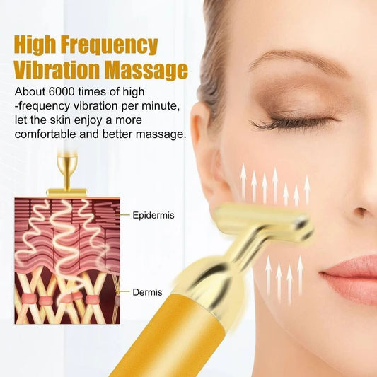 24K Gold Energy Beauty Bar – Electric Facial Massage Roller