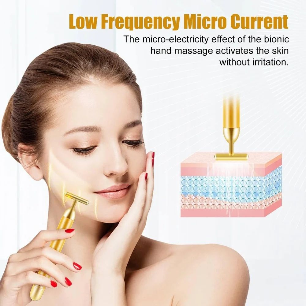 24K Gold Energy Beauty Bar – Electric Facial Massage Roller