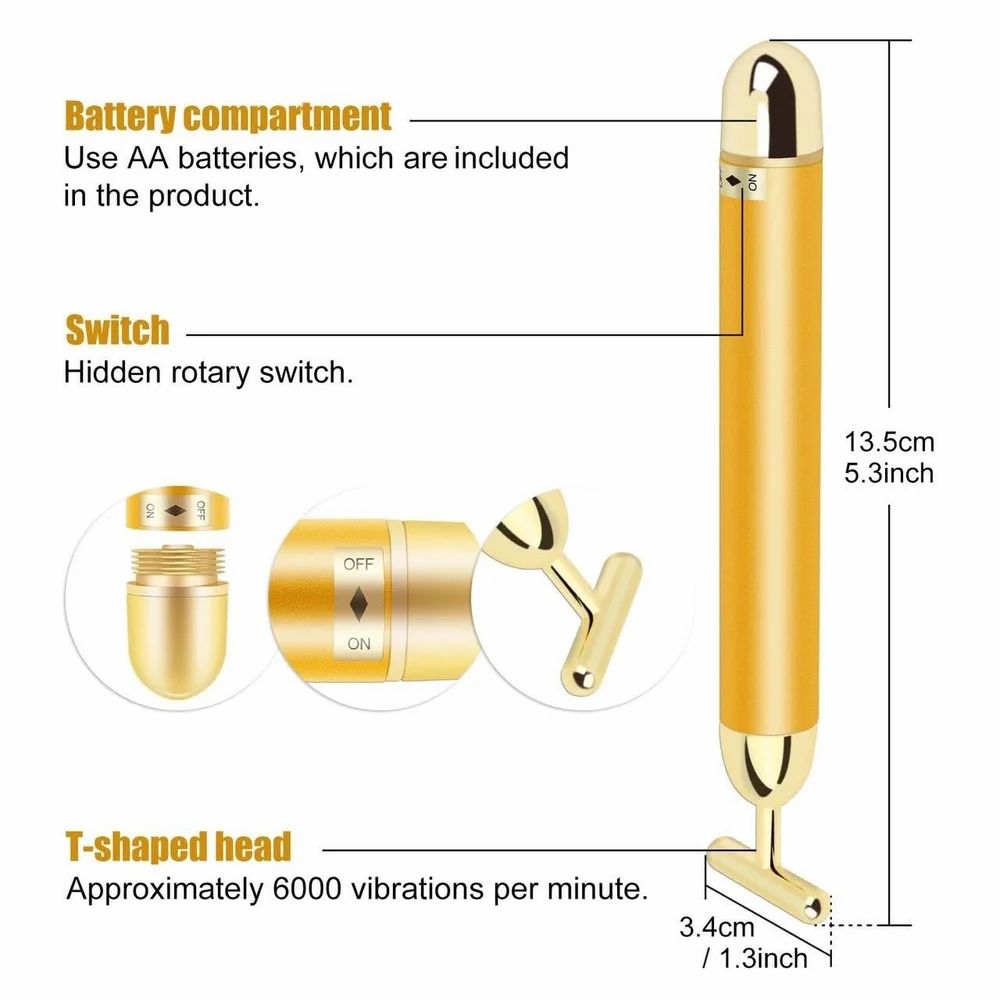 24K Gold Energy Beauty Bar – Electric Facial Massage Roller