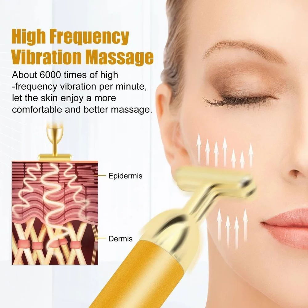 24K Gold Energy Beauty Bar – Electric Facial Massage Roller