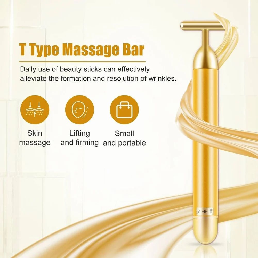 24K Gold Energy Beauty Bar – Electric Facial Massage Roller